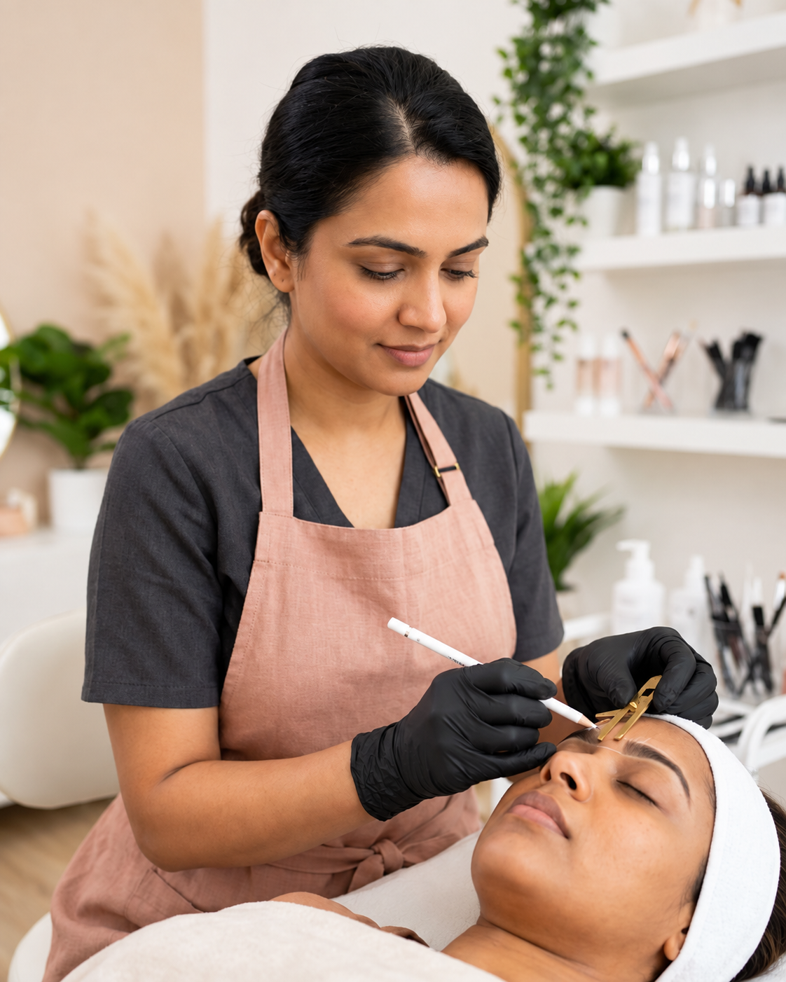The Fayve artist assessing a client