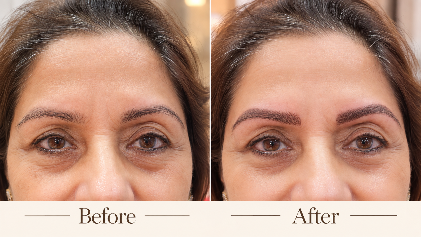 Combination Brows before and after — client 2