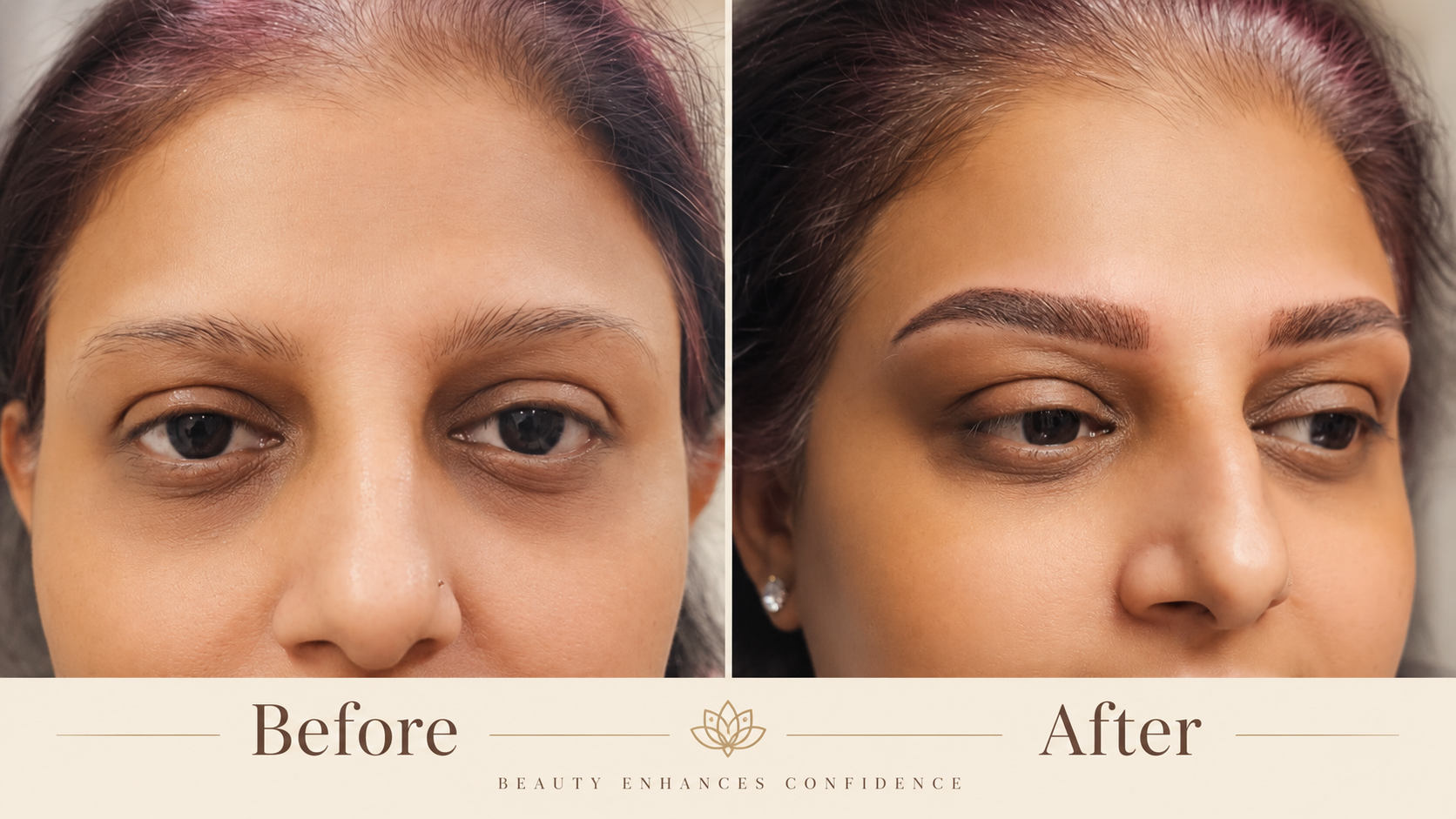 Combination Brows before and after — client 1