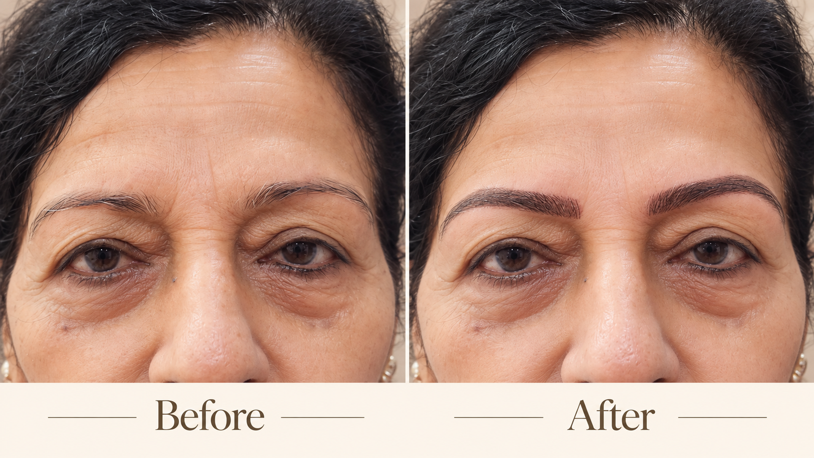 Combination Brows before and after — client 3